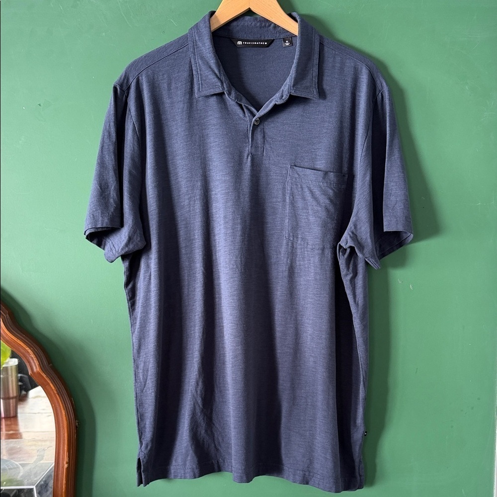Travis Mathew Navy Mens XL Golf Pocket Polo Summer Performance Wear Active